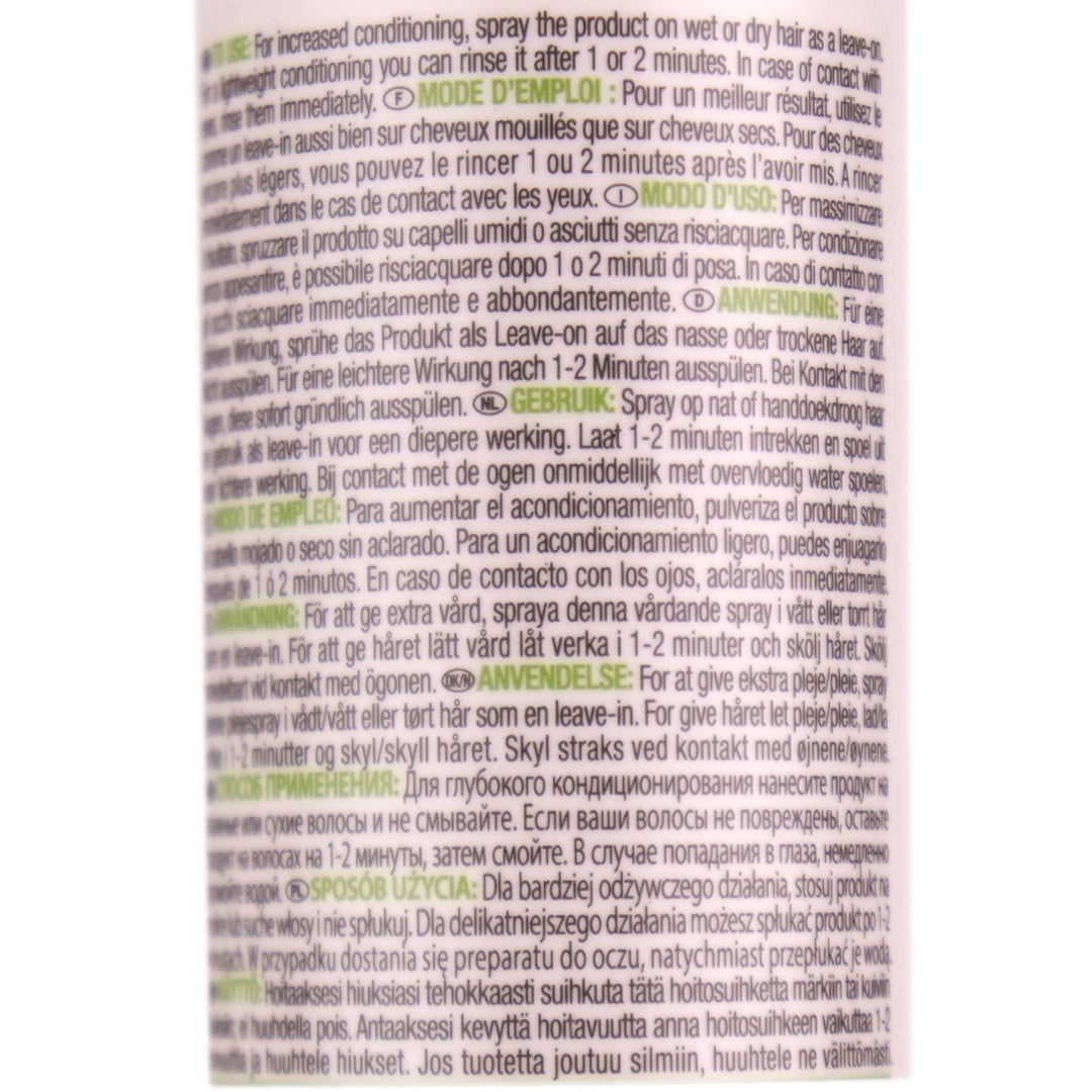 Biolage All In One Multi-Benefit Spray leave-in spray infused with coconut oil to provide for lightweight hydration, smoothness, shine, and frizz control.