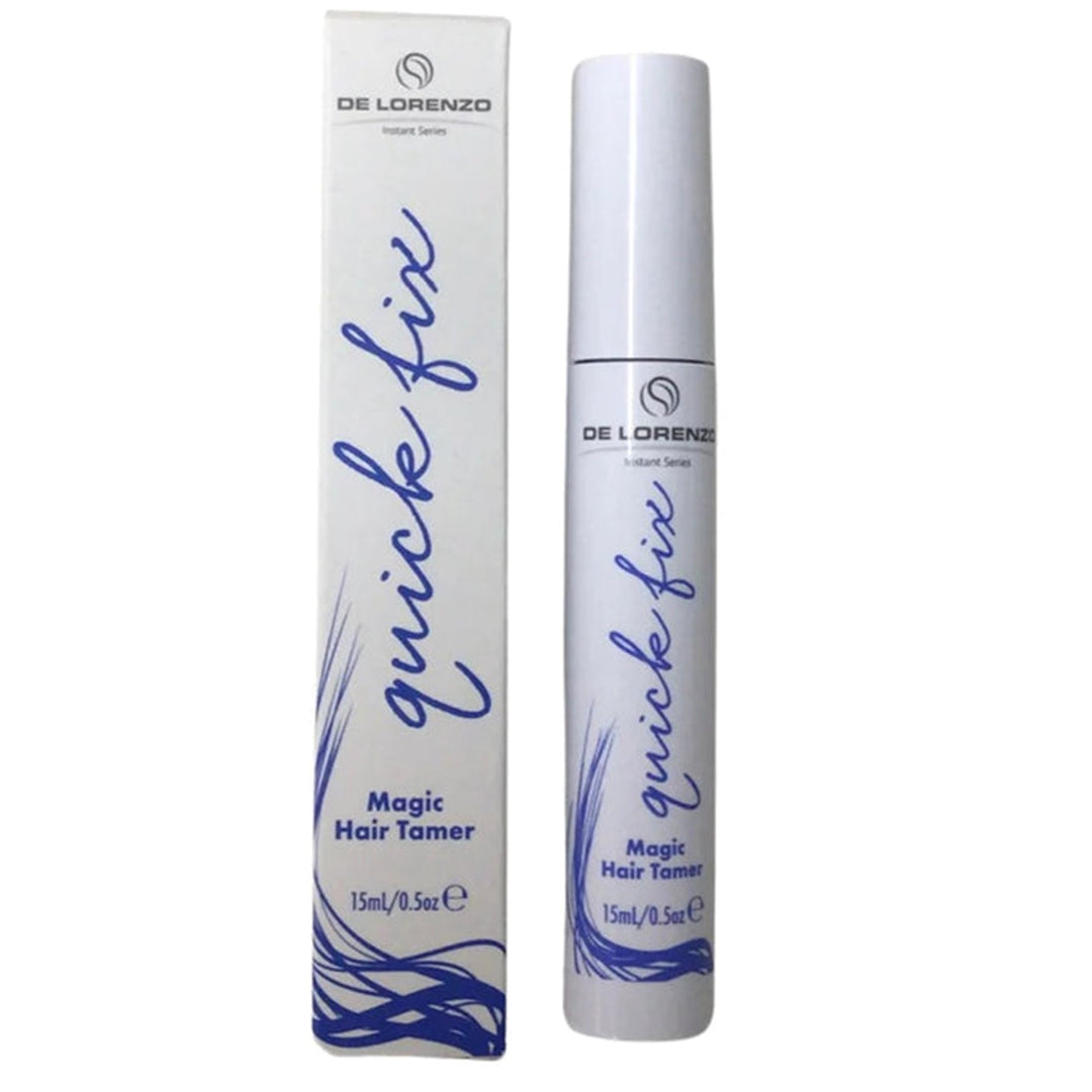 De Lorenzo Allevi8 Quick Fix Magic Hair Tamer 15ml is the ultimate perfecting wand to erase fly-aways, leaving hair sleek and soft with a natural finish.
Provides long lasting frizz-free hair. Ideal for up-styles including polished ponytails.
Application:
Unscrew wand and wipe excess product from the brush applicator.
Apply from the hairline, directing wand back along the hair strands.
Work brush applicator through each area several times to distribute Quick Fix evenly and to smooth and desired style.
Ap