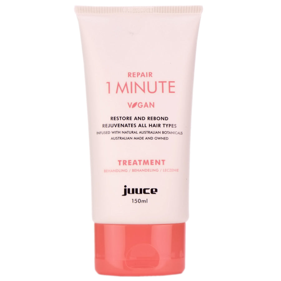 Juuce 1 Minute Treatment is an intense 60 second repair treatment to restore, rebond and rejuvenate damaged hair.
