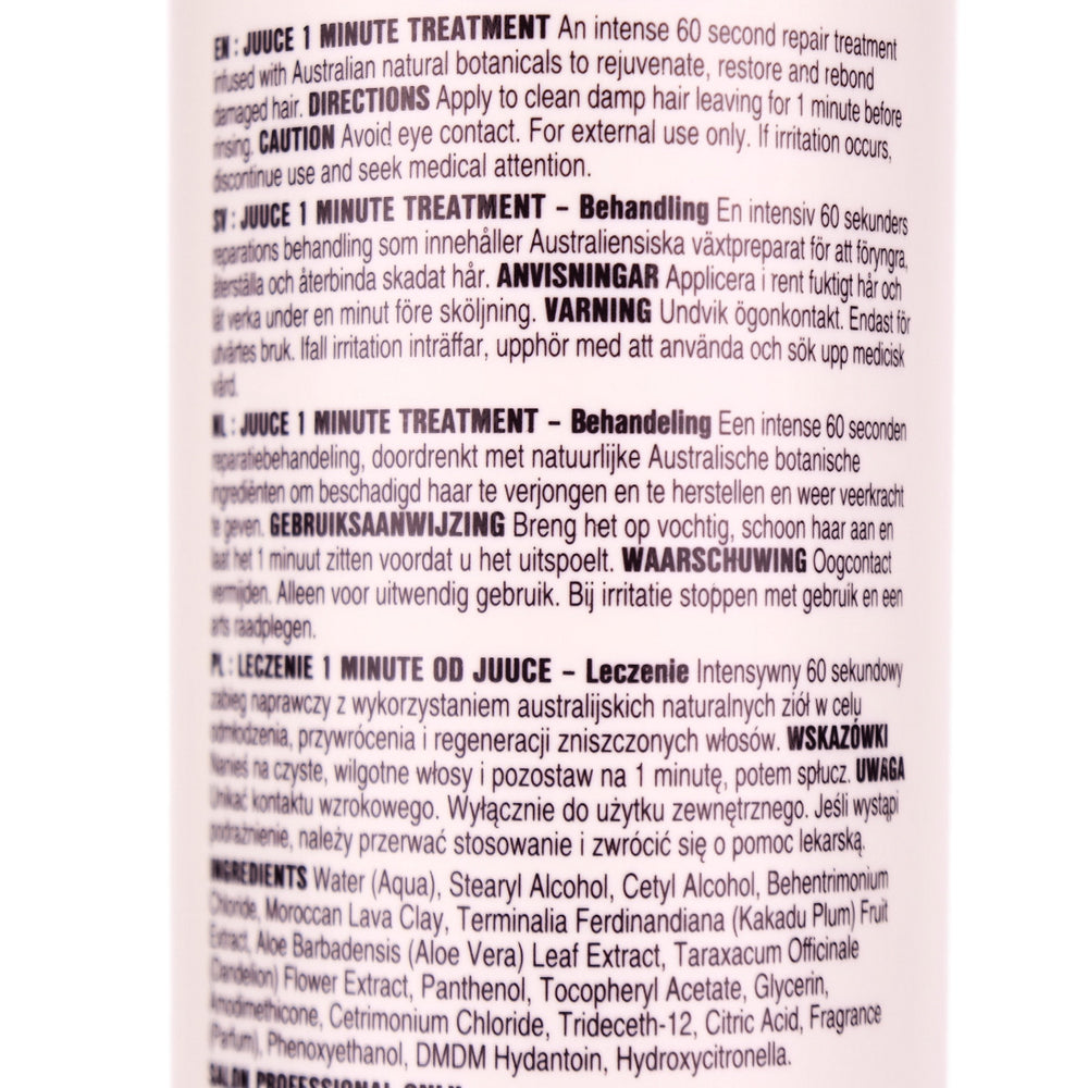 Juuce 1 Minute Treatment 1 Litre is an intense 60 second repair treatment to restore, rebond and rejuvenate damaged hair.