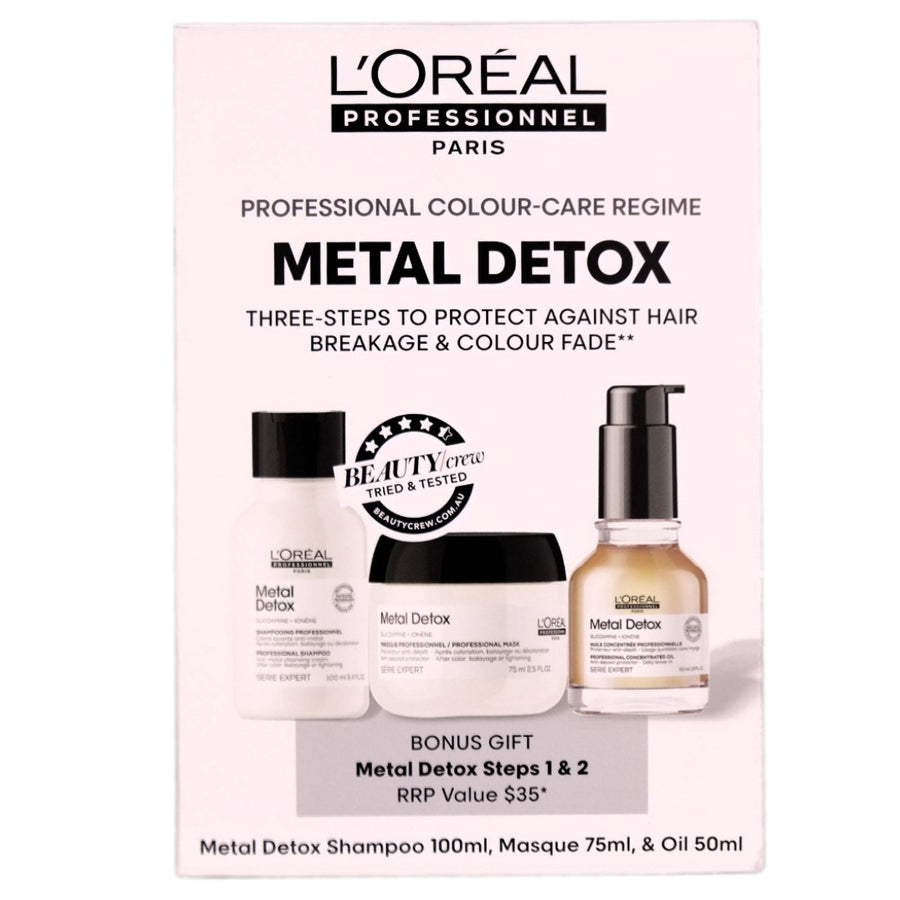 L'Oreal Professionnel Metal Detox Starter Kit is the ultimate haircare regime designed to revive and restore damaged, coloured hair that lacks shine.