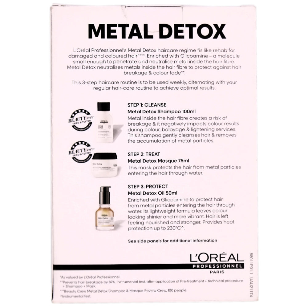 L'Oreal Professionnel Metal Detox Starter Kit is the ultimate haircare regime designed to revive and restore damaged, coloured hair that lacks shine.