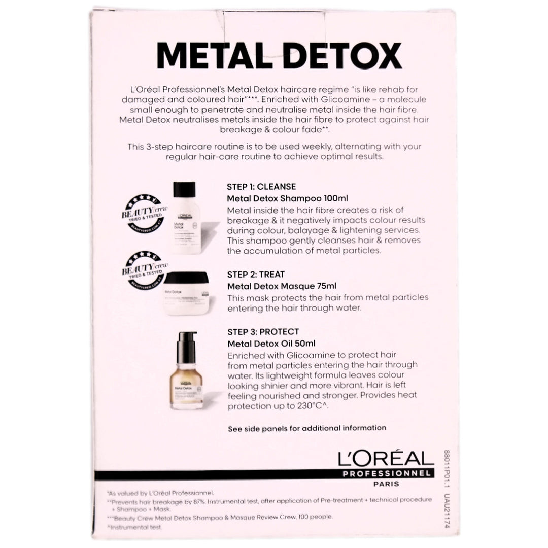 L'Oreal Professionnel Metal Detox Starter Kit is the ultimate haircare regime designed to revive and restore damaged, coloured hair that lacks shine.