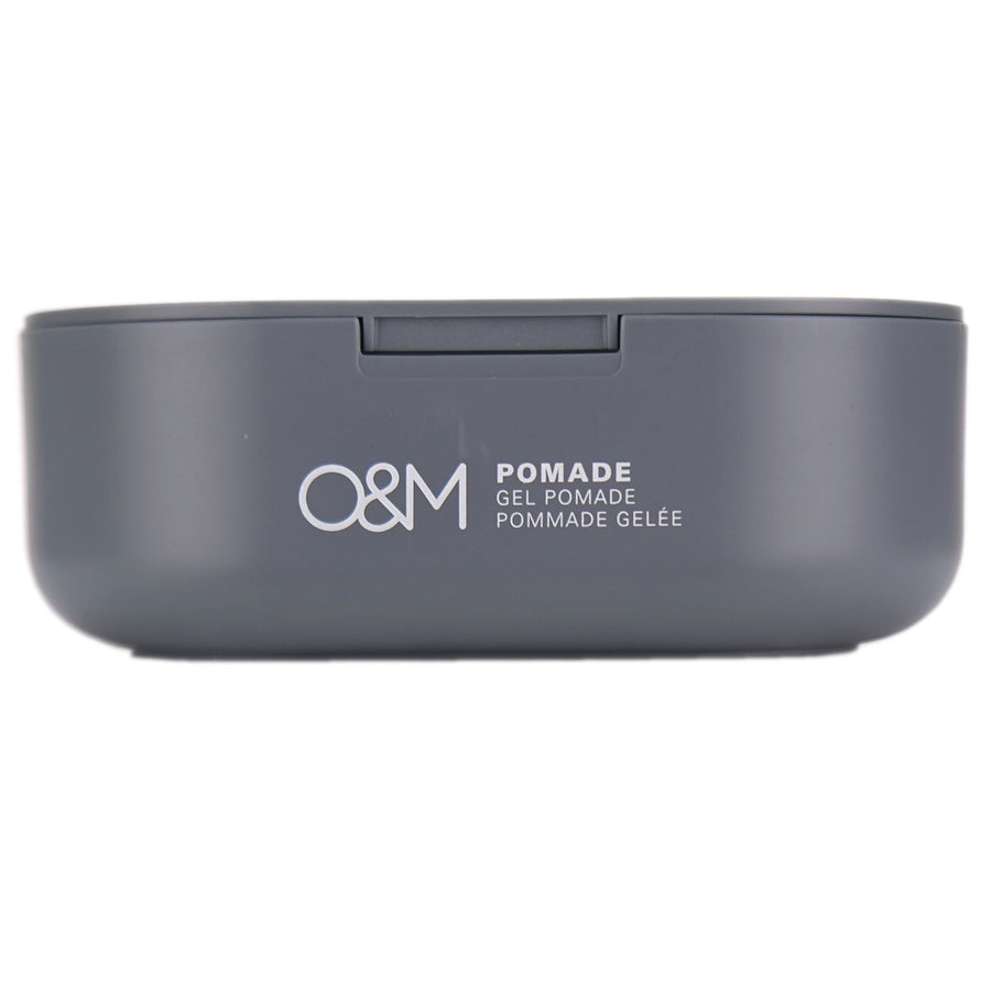 O&M Pomade Hair Gel creates shine and hold for defining side parts and slick backs.