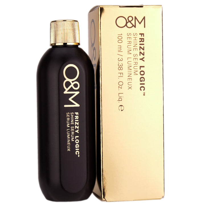 O&M Frizzy Logic Shine Serum is a signature oil blend, including cold-pressed Certified Organic Argan Oil and Macadamia Nut Oil, calms and smoothes the hair.