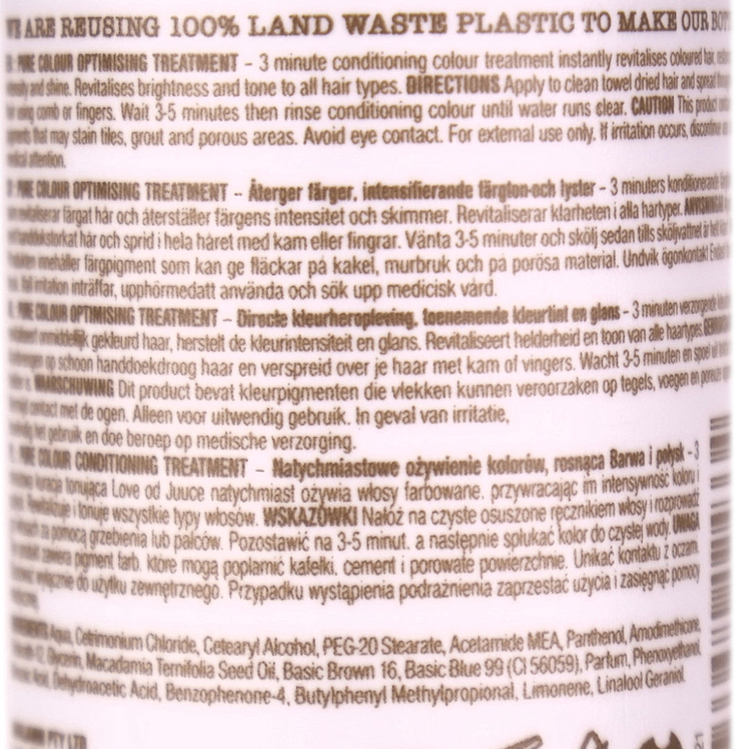 Pure Beige Colour Optimising Treatment is an Instant hair colour and nourishing treatment that adds beige pigment to achieve a more light beige tone.  Conditions, repairs and shines, to revitalise all dull, dry colour treated, blonde to very light blonde hair types in 3 minutes or less.