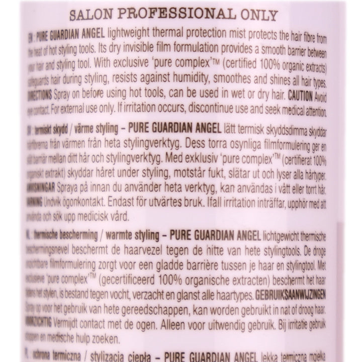 Pure Guardian Angel Thermal Protection Spray for your hair provides lightweight thermal protection mist which protects the hair from the heat of hot styling tools.
