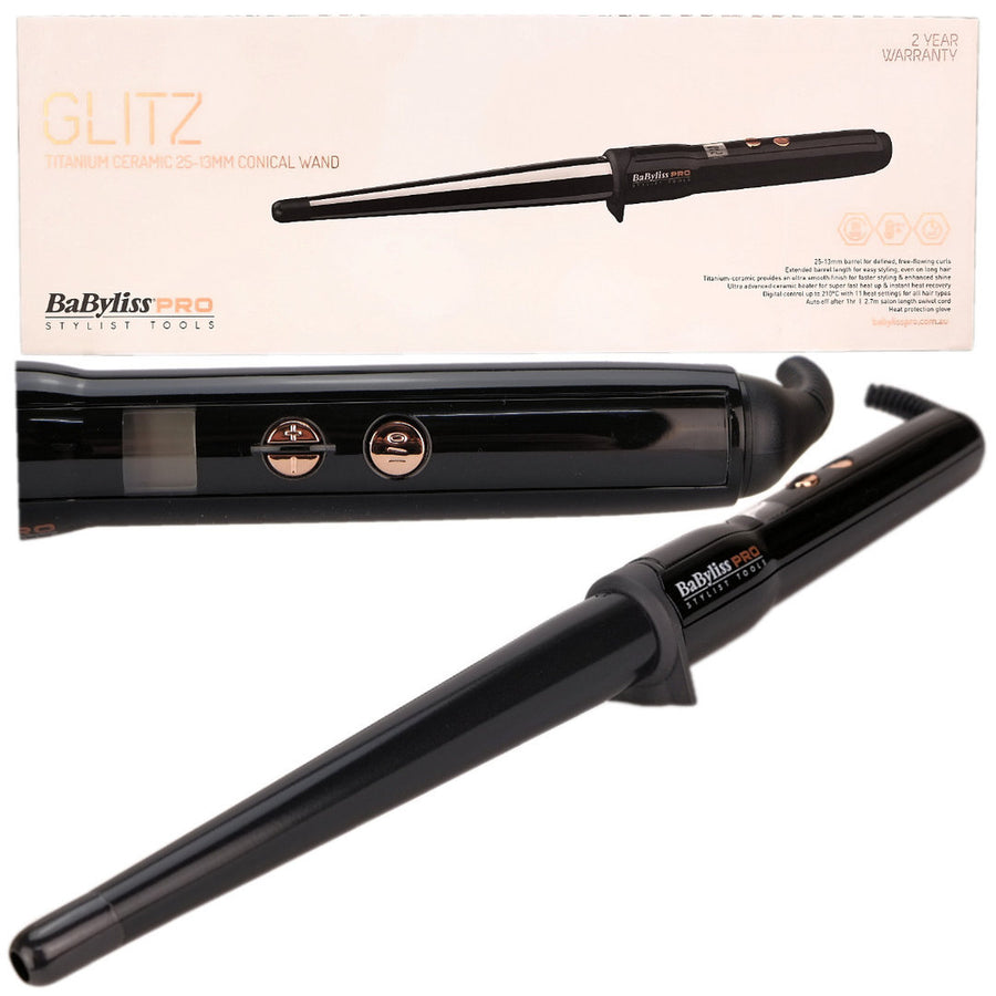 Babyliss Pro Glitz Titanium Ceramic 25-13mm Conical Wand