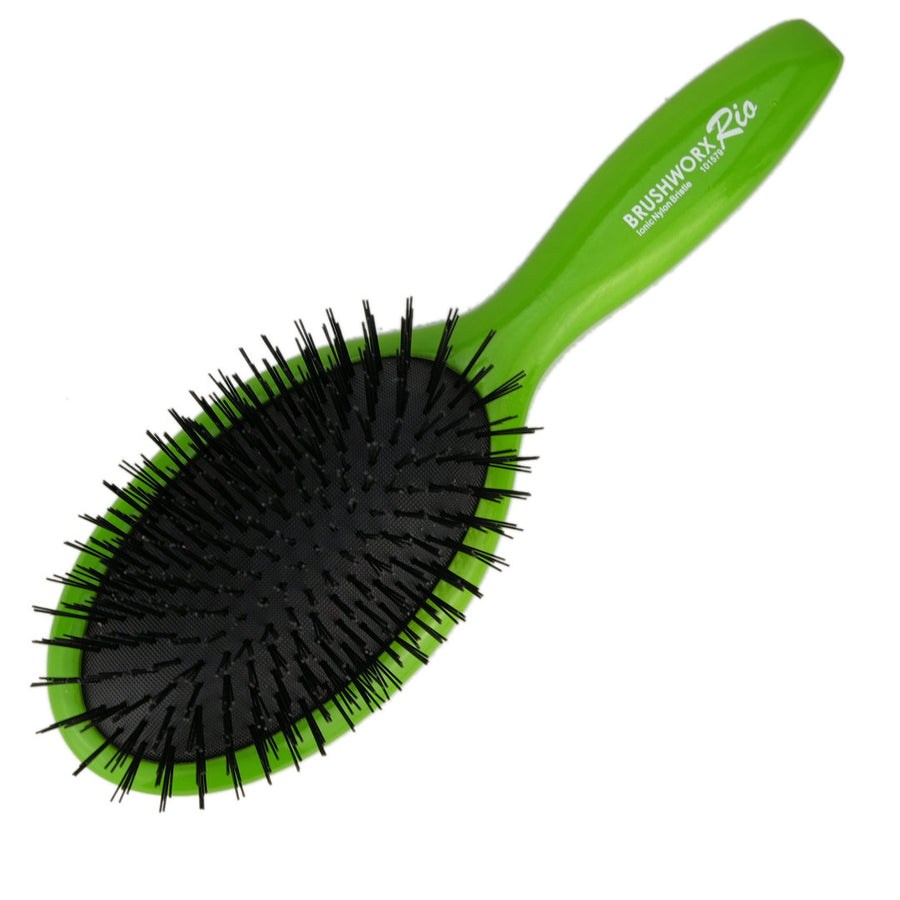 Brushworx Rio Ionic Nylon Bristle Green Cushion Brush
