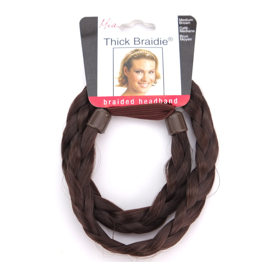 Mia Thick Braidie Medium Brown Braided Headband