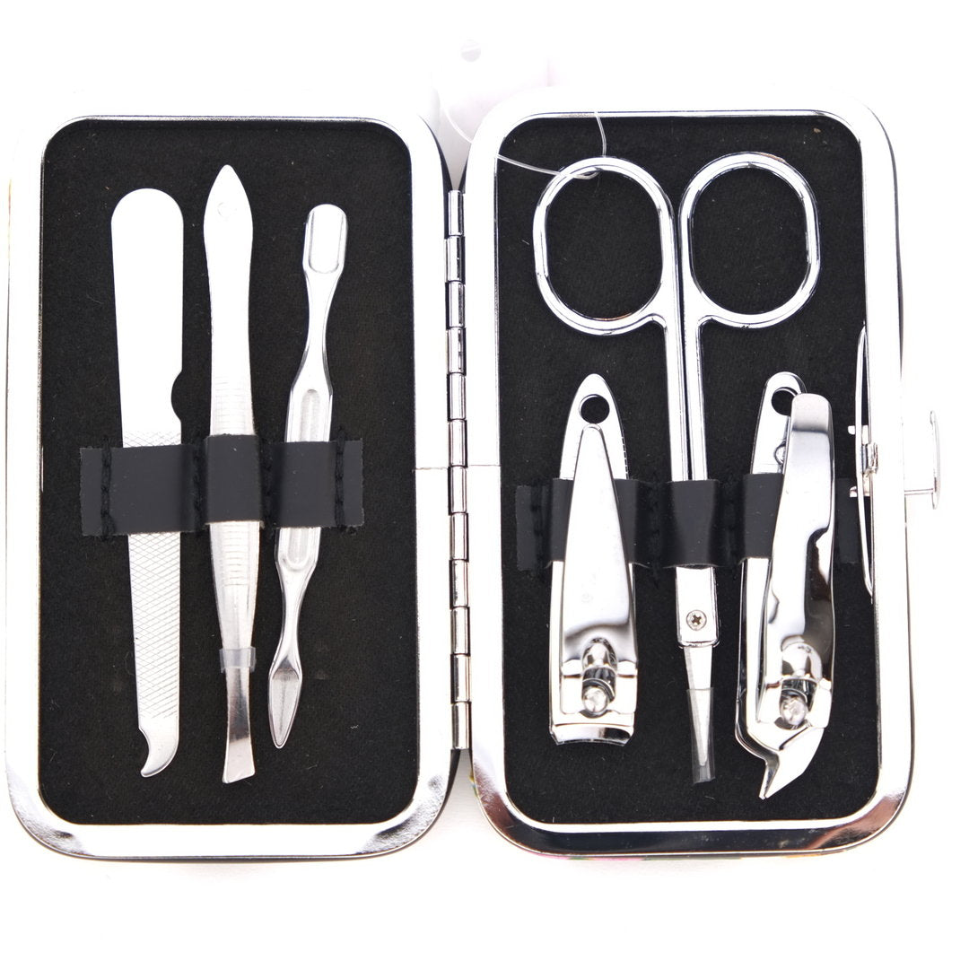 6 Piece Manicure Set with Floral Design