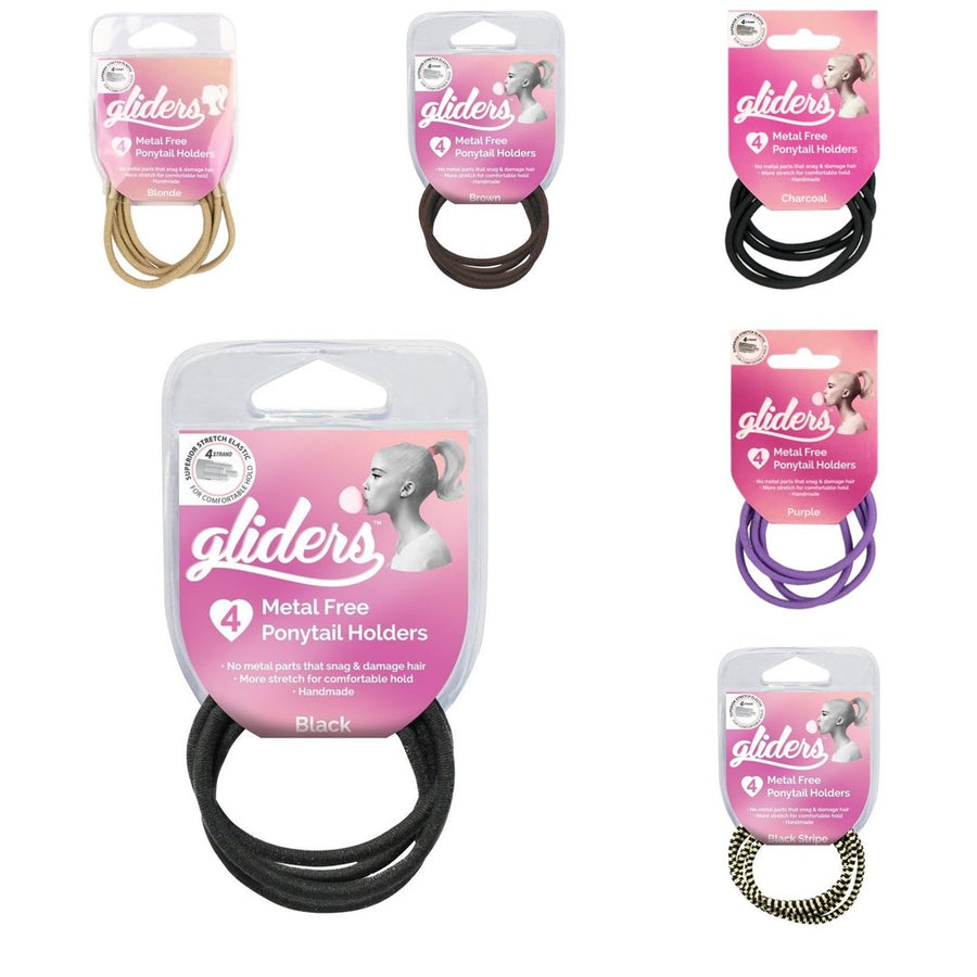 Gliders Premium Metal Free Ponytail Holders x 4