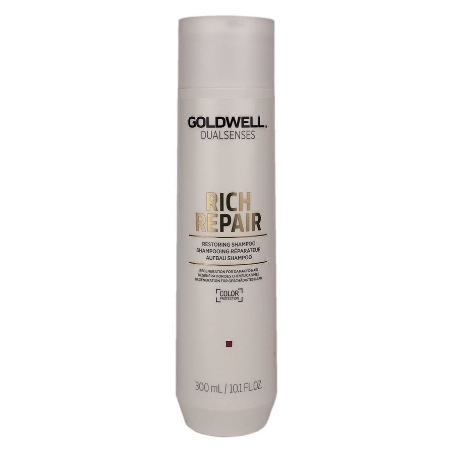 Goldwell Rich Repair Shampoo restores dry to damaged hair, leaving hair feeling natural, soft and shiny.