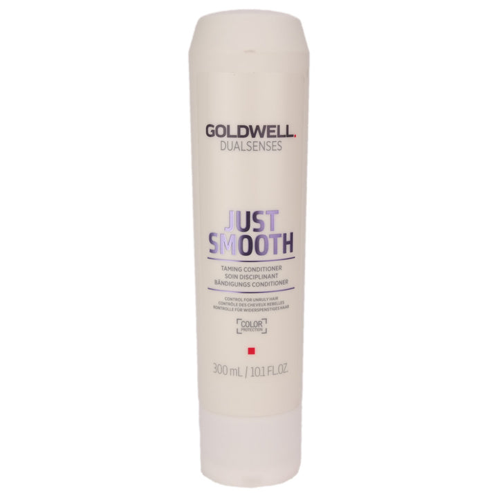 Goldwell Just Smooth Taming Conditioner creates manageability for unruly and frizzy hair.