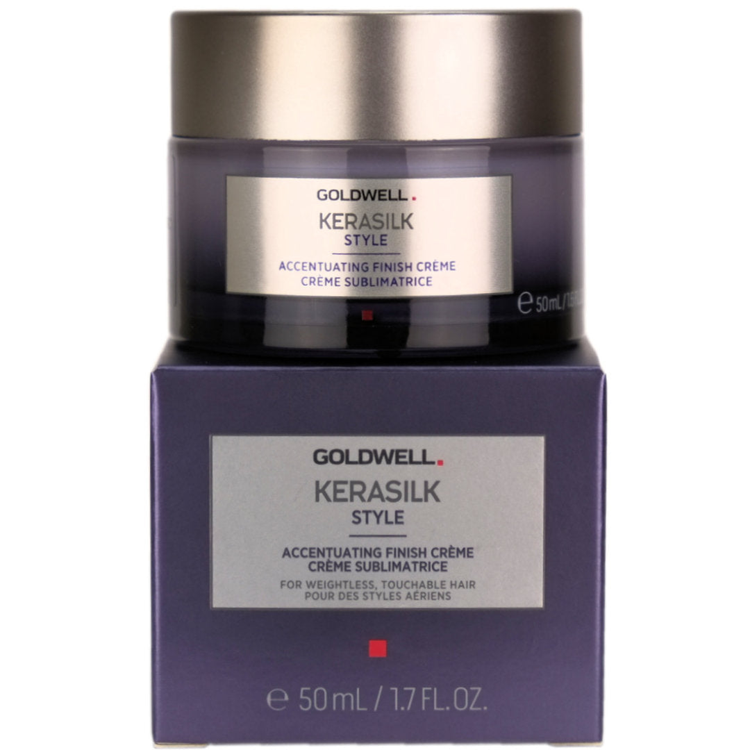 Goldwell kerasilk Style Accentuating Finish Creme is a weightless, touchable, shiny finish creme.