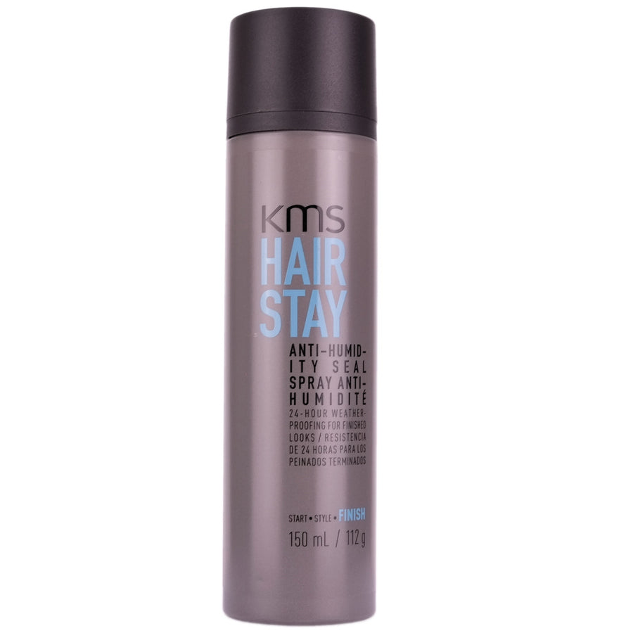 KMS Anti-Humidity Seal Hair Spray is a 24hr humidity blocking formula that shields hair from frizz and provides a shiney weightless finish.