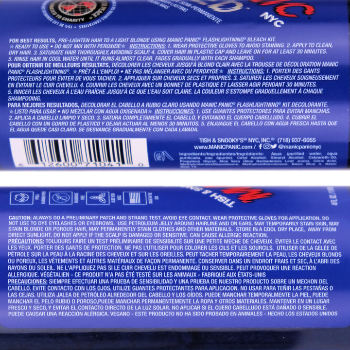Manic Panic Blue Moon Amplified Semi-Permanent Hair Colour Dye instructions
