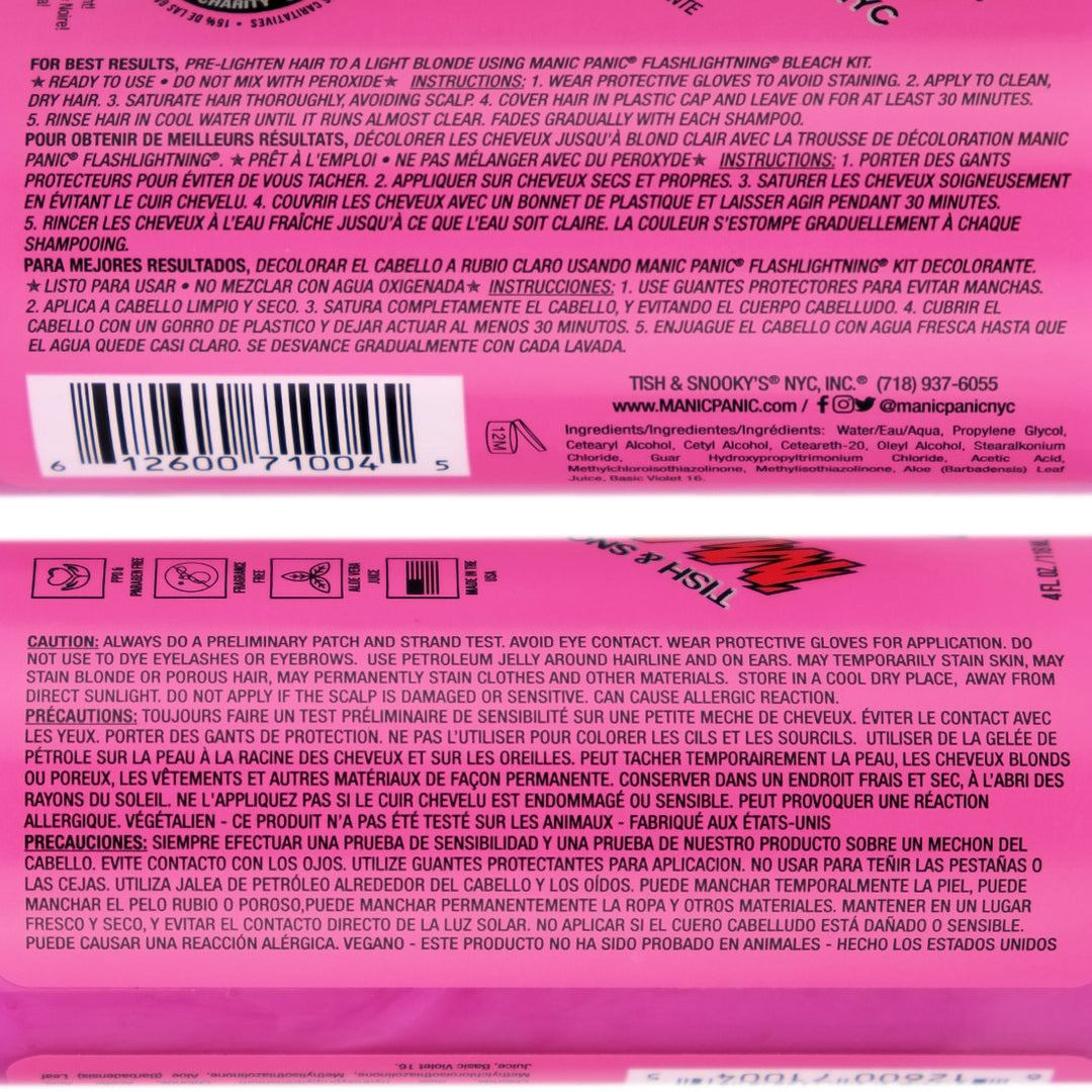 Manic Panic Cotton Candy Pink AmplifiedSemi-Permanent Hair Colour Dye Instructions