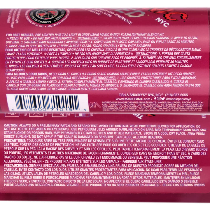Manic Panic Hot Hot Pink Amplified Semi-Permanent Hair Colour Dye Instructions