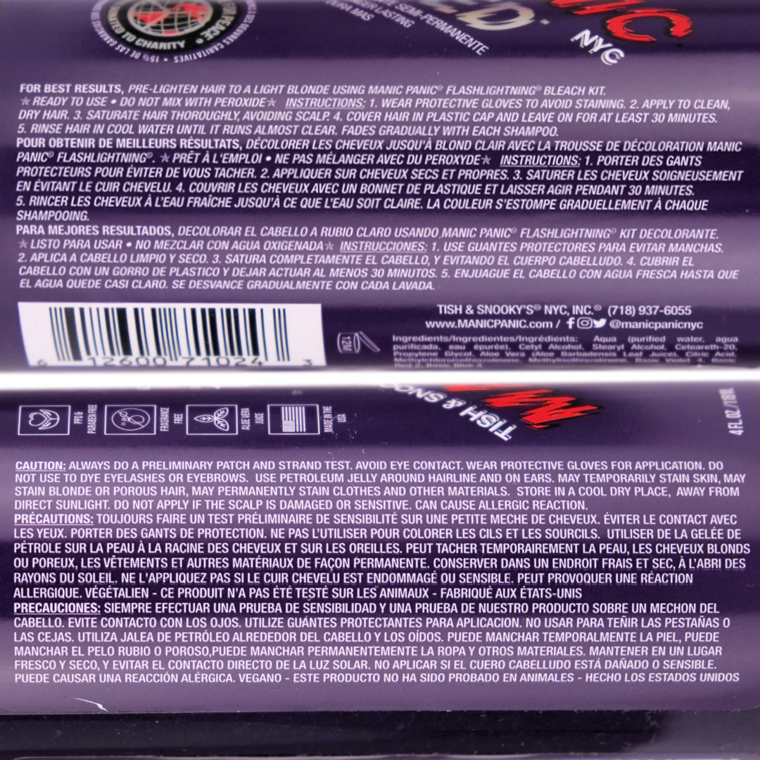 Manic Panic Purple Haze Amplified Semi-Permanent Hair Colour Dye Instructions