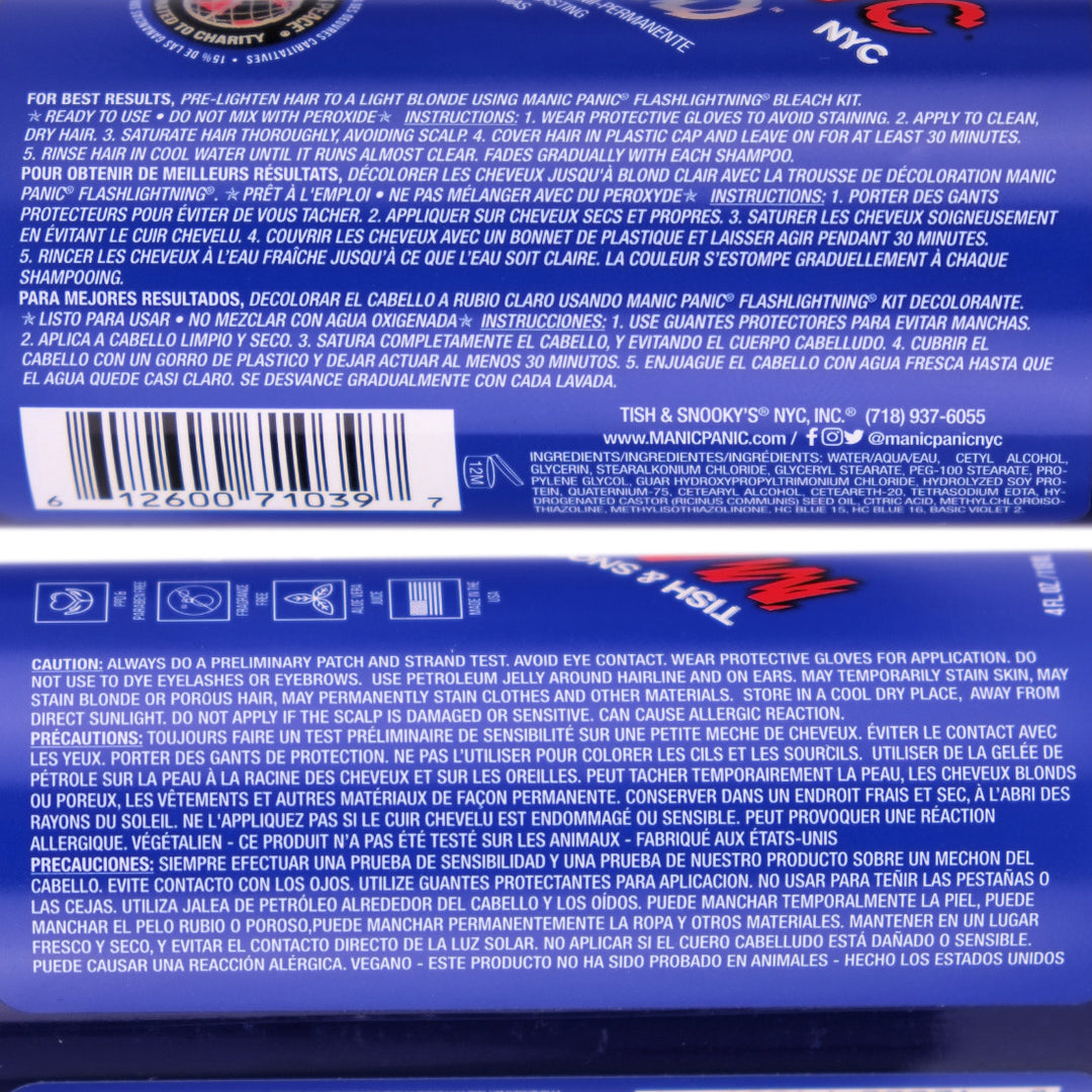 Manic Panic Rockabilly Blue AmplifiedSemi-Permanent Hair Colour Dye Instructions