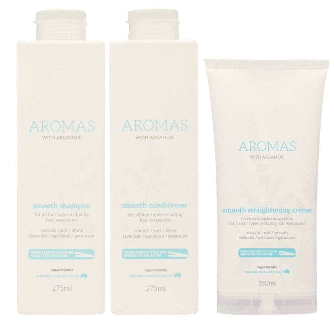 Nak Aromas Smooth Shampoo and Conditioner and Straightening Creme Trio