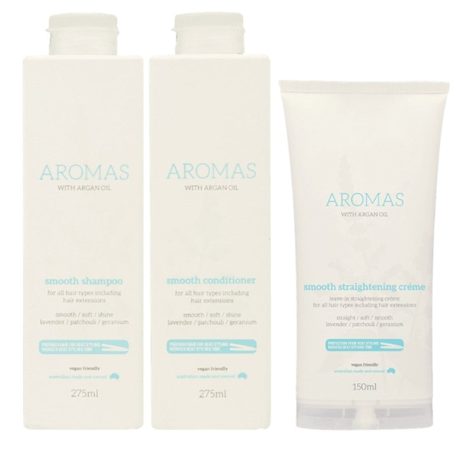 Nak Aromas Smooth Shampoo and Conditioner and Straightening Creme Trio