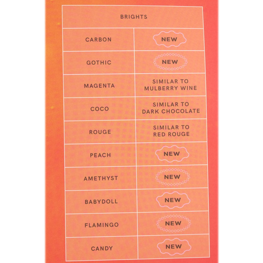 Compare NEW with OLD Colour Masque Brights Chart