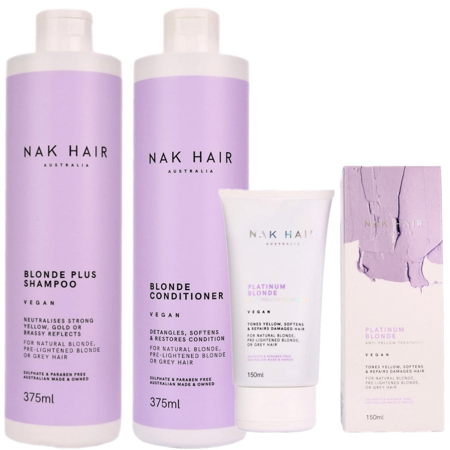 Blonde Plus Shampoo, Blonde Condtioner with the Platinum Blonde Anti-Yellow Treament helps to Neutralise strong yellow, gold or brassy reflects, and repair damaged for natural blonde, pre-lightened blonde or grey hair.