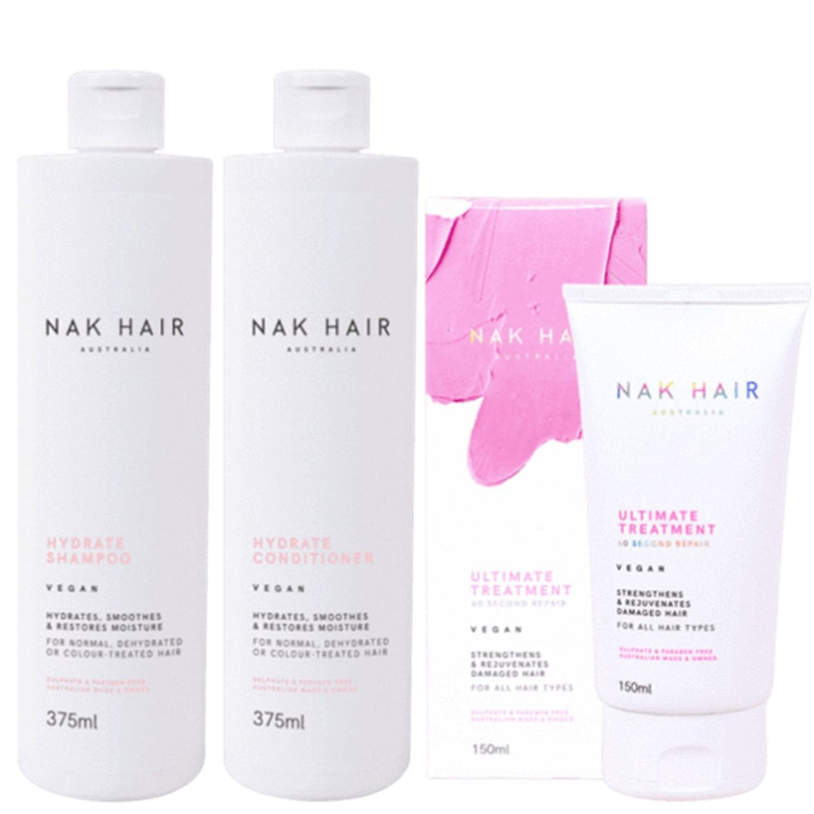 Nak Hair Hydrate Shampoo Conditioner and Ultimate Treatment Trio