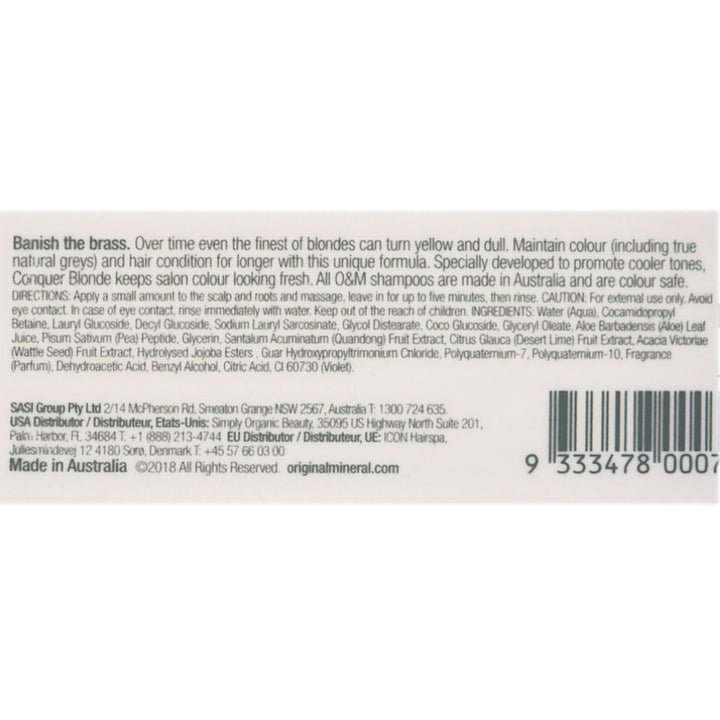 O&M Original & Mineral Conquer Blonde Silver Shampoo 250ml
