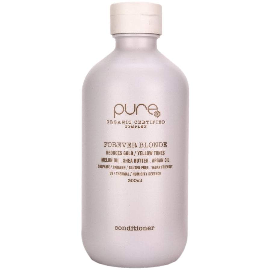 Pure Forever Blonde Conditioner conditions and repairs, while reducing yellow and gold tones in all blonde hair types.