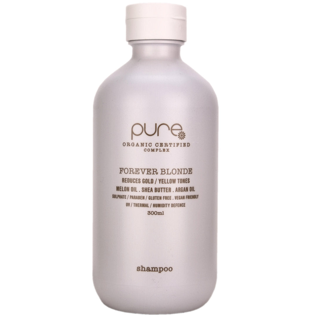 Pure Forever Blonde Shampoo gently cleanes, while reducing yellow and gold tones in all blonde hair types.