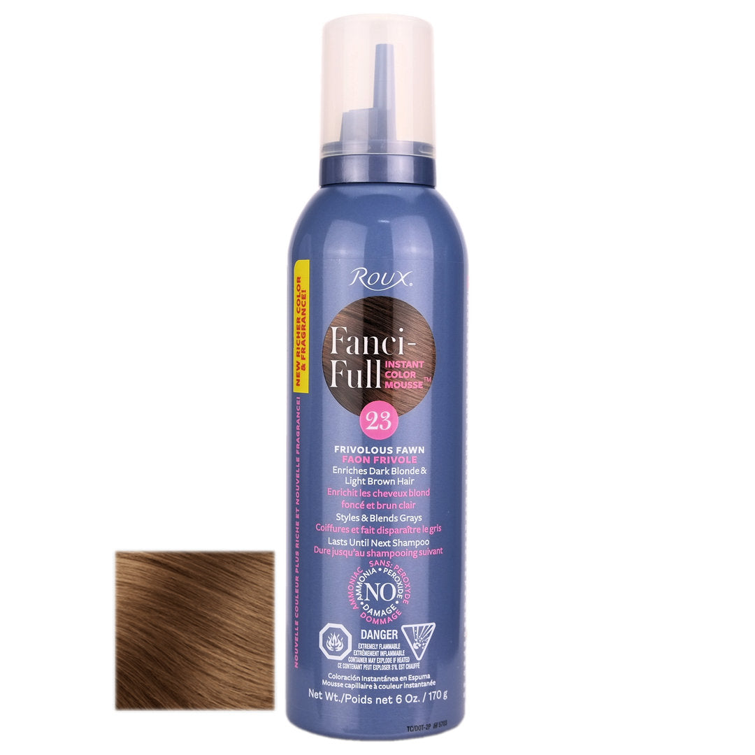 Roux Fanci-Full 23 Frivolous Fawn Instant Color Mousse helps to instantly enrich dark blonde and light brown hair between shampooing.