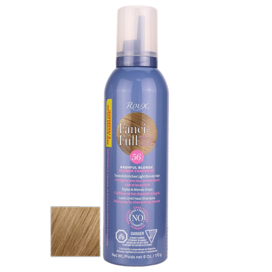 Roux Fanci-Full 56 Bashful Blonde Mousse to instantly tone and enrich light blonde hair, style & blend grays until next shampoo.