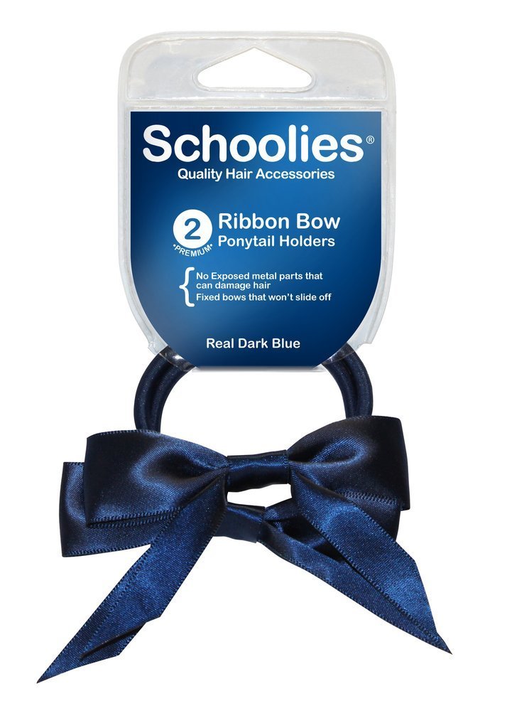 Schoolies Ribbon Bow Ponytail Holders 2pc Various Colours