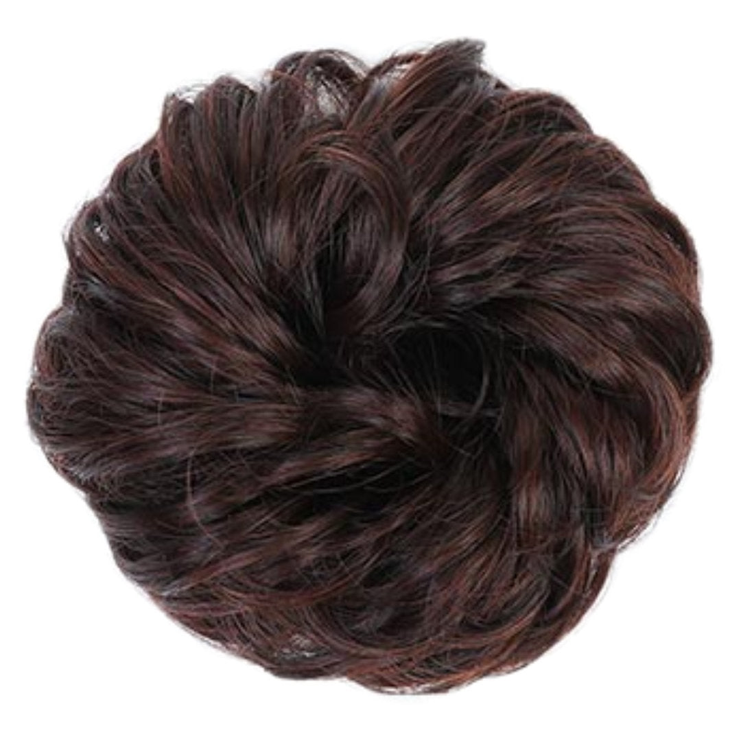 Wavy Curly Messy Brown Elastic Synthetic Hair Bun