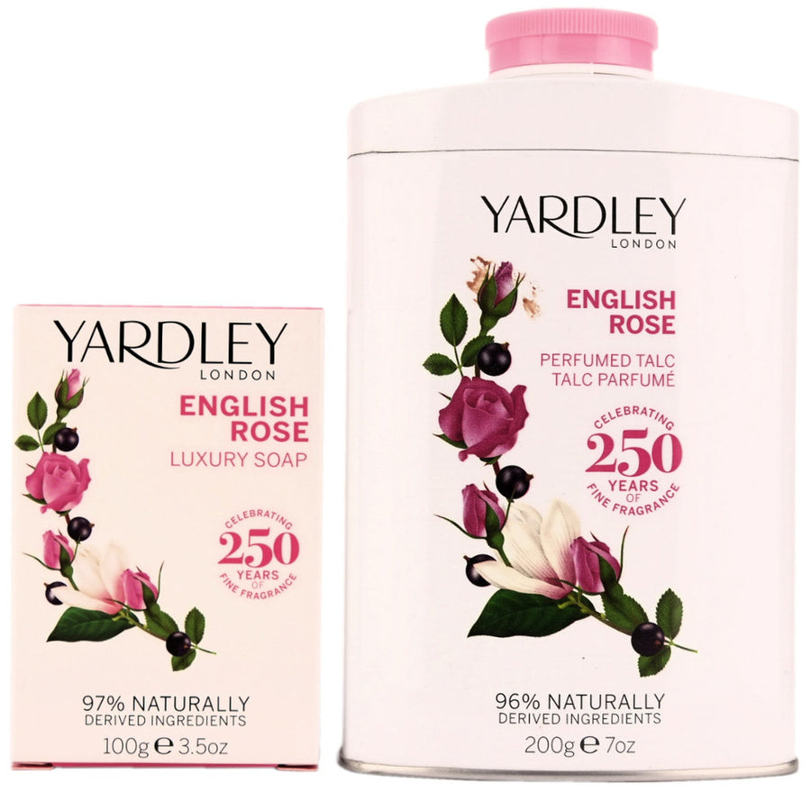 Yardley London English Rose Perfumed Talc and Luxury Soap Duo
