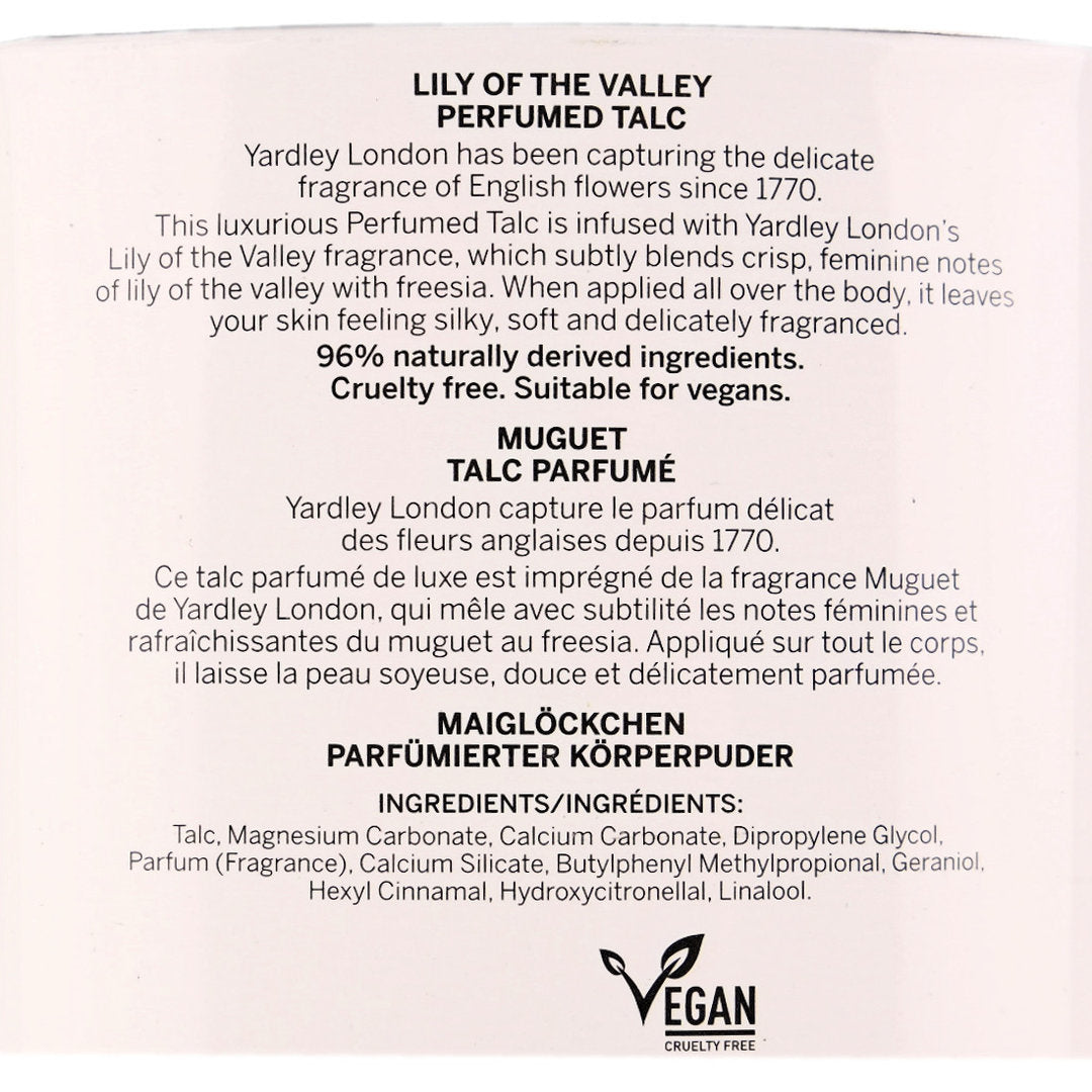 Yardley London Lily Of The Valley Perfumed Talc Powder 200g
