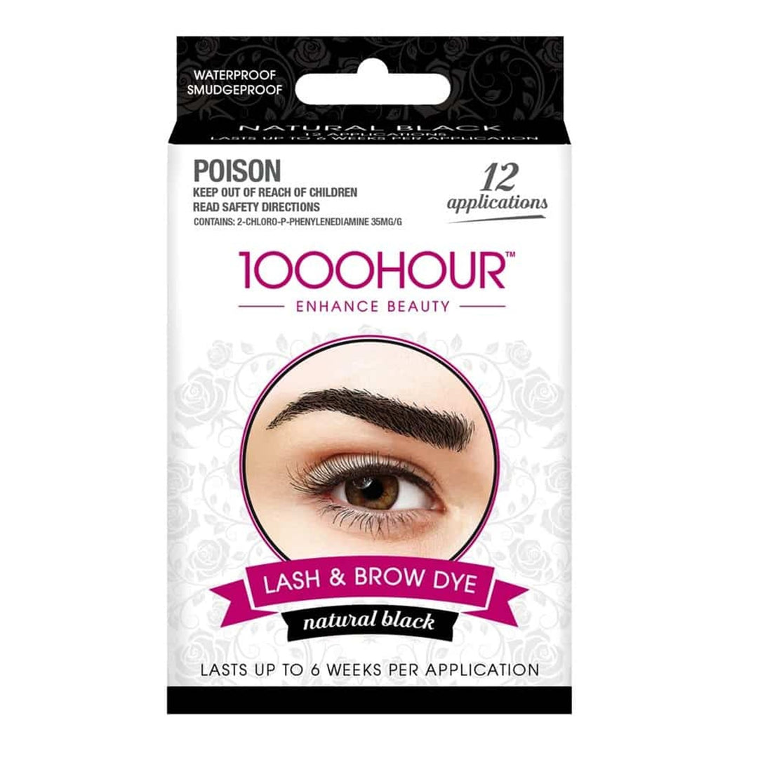 1000 Hour Eyelash and Brow Dye Kit Natural Black has 3 easy steps to beautiful lashes and brows.