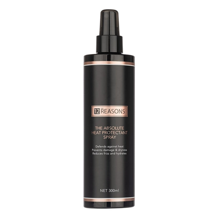 12Reasons The Absolute Heat Protectant Spray provides heat defence with transformational ingredients to defend against damage, dryness and frizz from within. PLUS the Generous 300ml size lasts styling session after styling session.