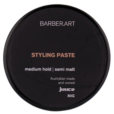 Barber Art Styling Paste creates texture and provides medium hold and versatile control for all hair types. The semi-matt finish gives your style a natural look that lasts all day.