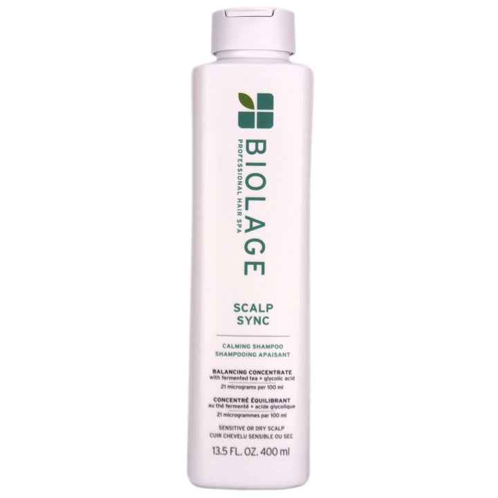 Biolage Scalp Sync Calming Shampoo balances the scalp by gently cleansing whilst calming with a hydrate feel.
