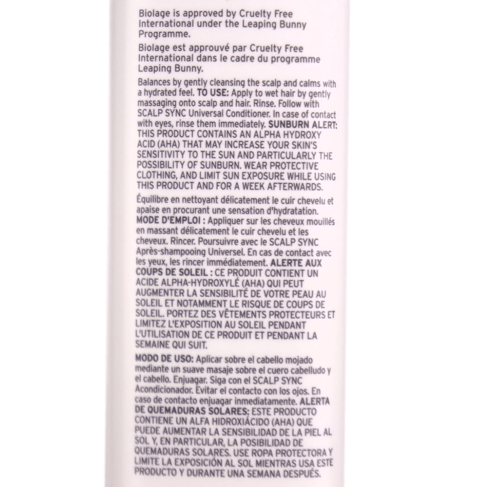 Biolage Scalp Sync Calming Shampoo balances the scalp by gently cleansing whilst calming with a hydrate feel.