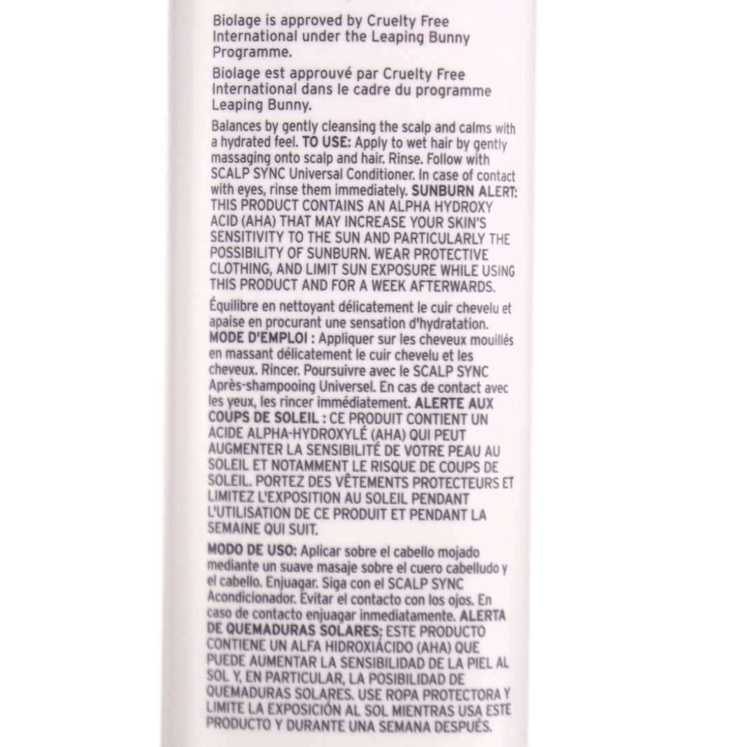 Biolage Scalp Sync Calming Shampoo balances the scalp by gently cleansing whilst calming with a hydrate feel.