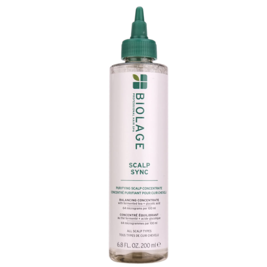 Biolage Scalp Sync Purifying Concentrate gently exfoliates, removes impurities and balances the scalp.
