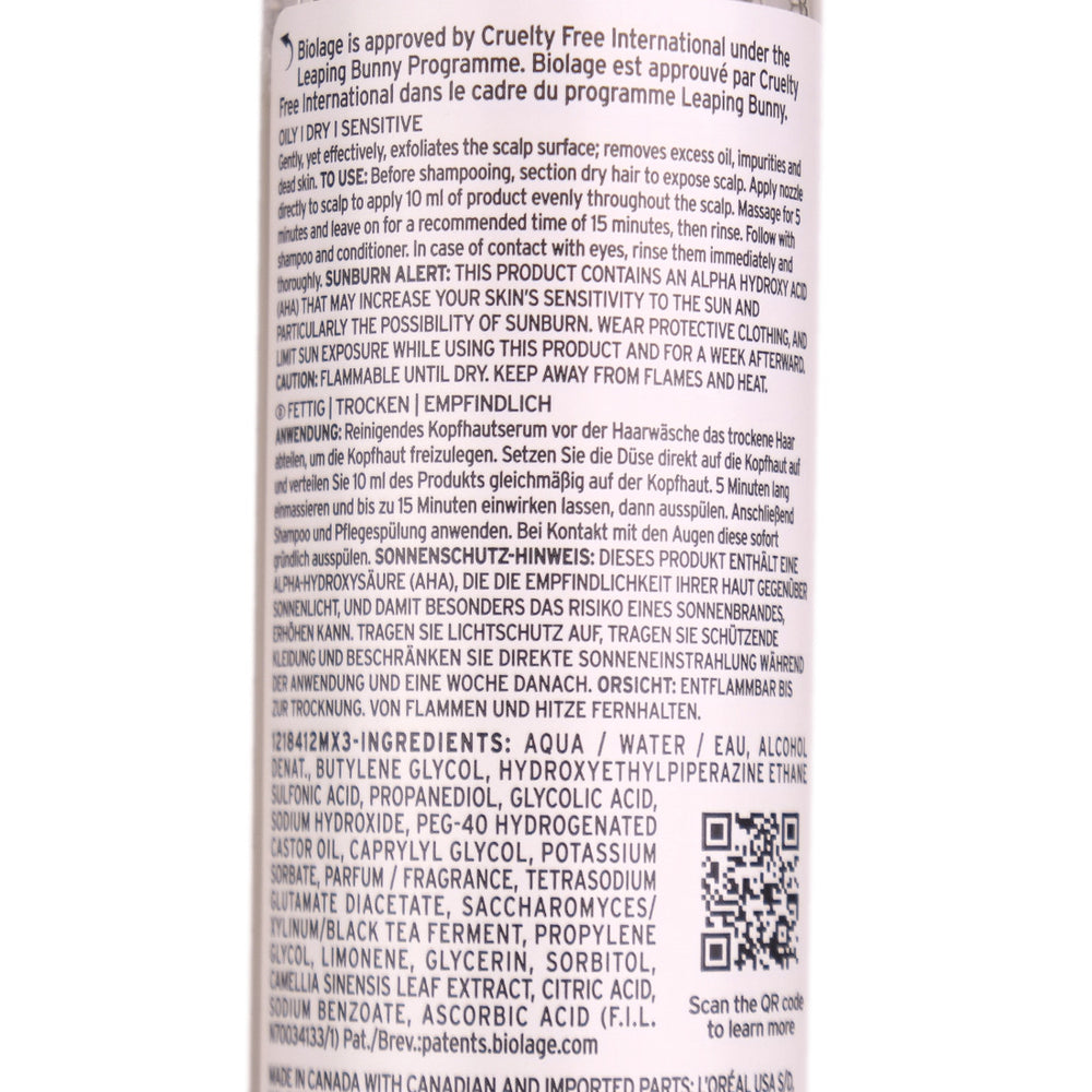 Biolage Scalp Sync Purifying Concentrate gently exfoliates, removes impurities and balances the scalp.
