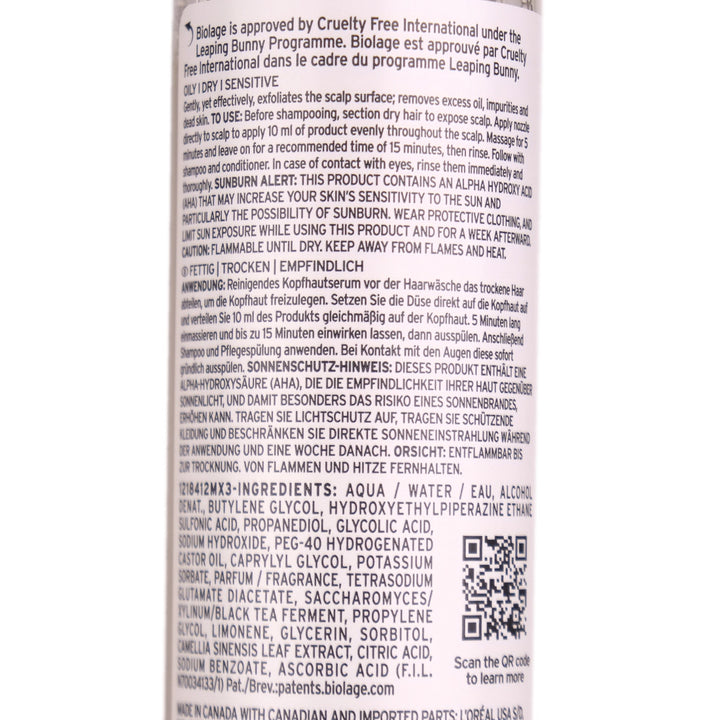 Biolage Scalp Sync Purifying Concentrate gently exfoliates, removes impurities and balances the scalp.