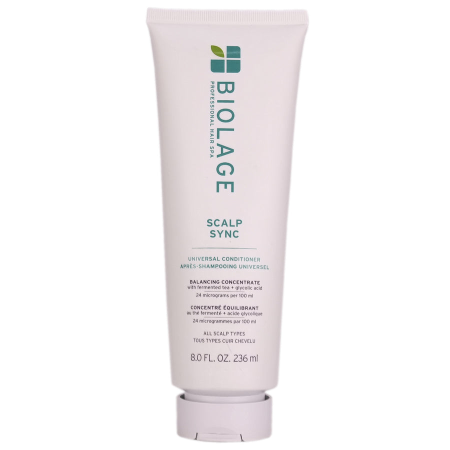 Biolage Scalp Sync Universal Conditioner infused micro-dosed with fermented tea and glycolic acid for lightweight conditioning and a balanced scalp.