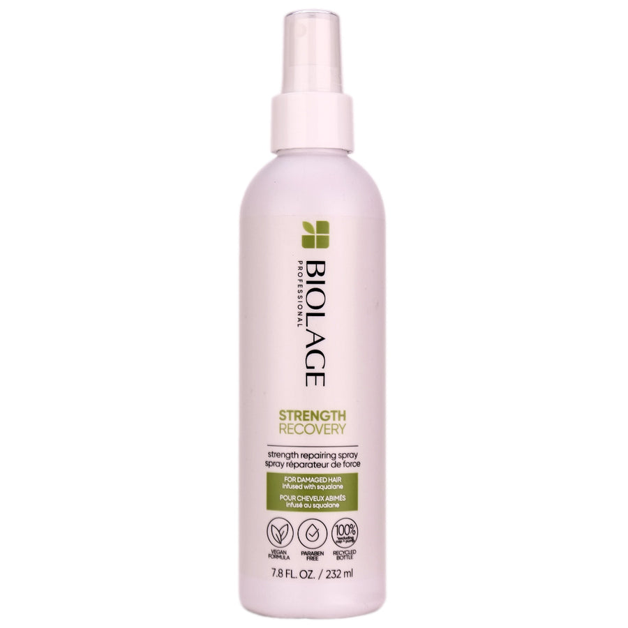 Biolage Strength Recovery Repairing Spray strengthens damaged hair, protects against heat and breakage. Experience stronger, smoother, softer hair with reduced split ends.